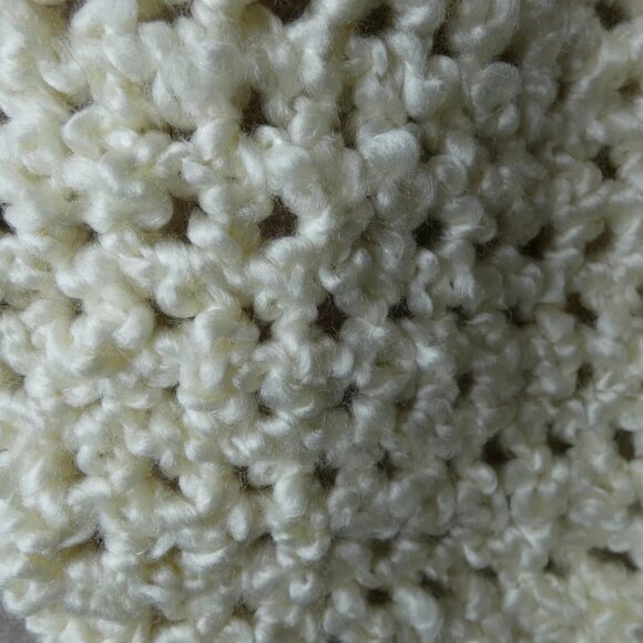 Cream White Scarf 90x5.5 Long Muffler Chunky Handmade Crochet Hand Knit USA NWT - Picture 4 of 6